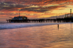 Little girl in the water @ sunset in Santa Monica by Andy Lerner 